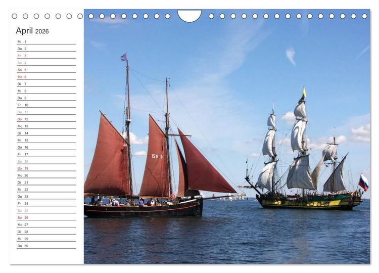 Produktbild: Historische Segelschiffe auf der Ostsee (Wandkalender 2026 DIN A4 quer), CALVENDO Monatskalender