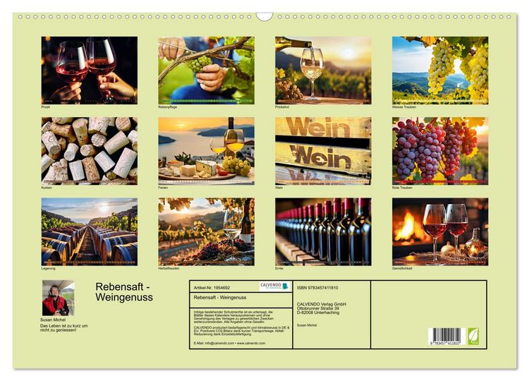 Produktbild: Rebensaft - Weingenuss (Wandkalender 2026 DIN A2 quer), CALVENDO Monatskalender