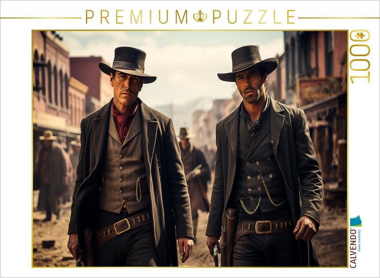 Produktbild: CALVENDO Puzzle Zwei Revolverhelden im wilden Westen | 1000 Teile Lege-Gr&ouml;&szlig;e 64x48cm Foto-Puzzle f&uuml;r gl&uuml;ckliche Stunden