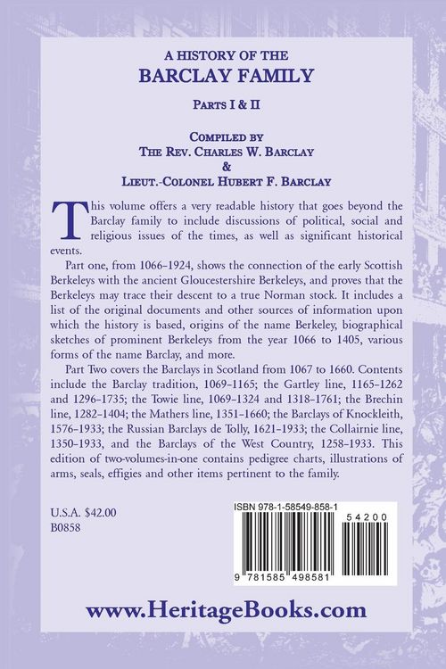 Produktbild: A History Of The Barclay Family, Parts 1 and 2