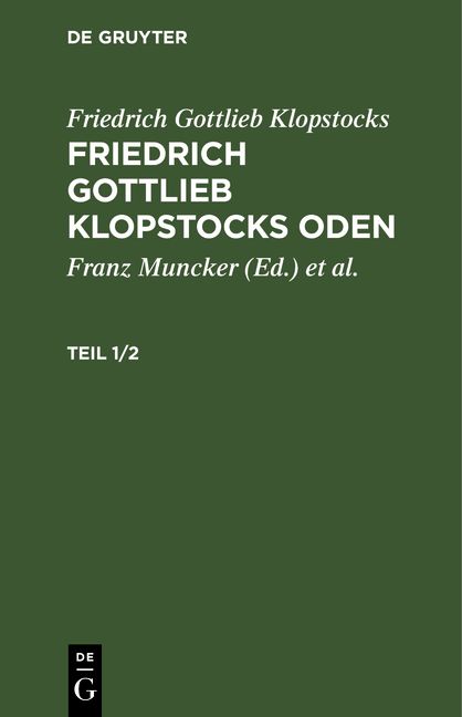 Produktbild: Friedrich Gottlieb Klopstocks Oden. Teil 1/2