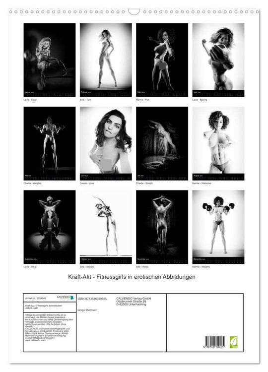 Produktbild: Kraft-Akt - Fitnessgirls in erotischen Abbildungen (Wandkalender 2026 DIN A2 hoch), CALVENDO Monatskalender