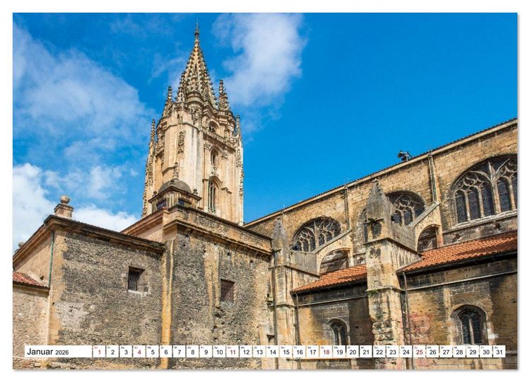 Produktbild: Oviedo - Asturische Eleganz in Stein (Wandkalender 2026 DIN A2 quer), CALVENDO Monatskalender