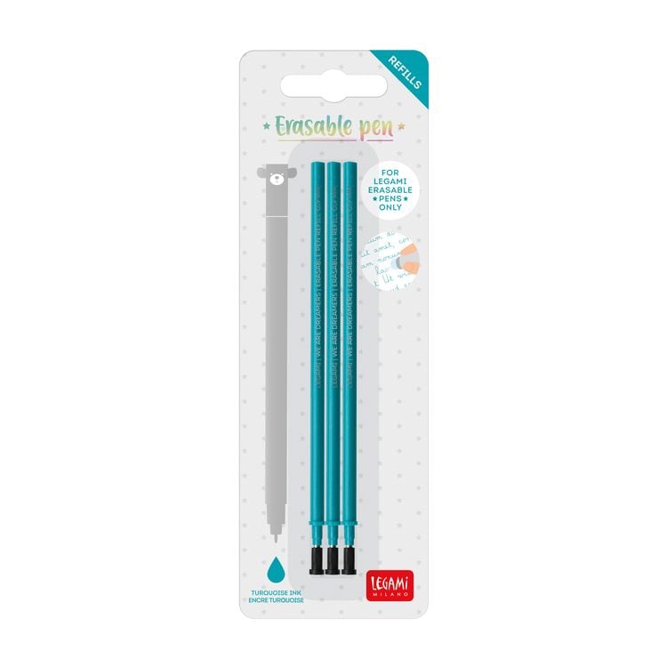 Legami 3x Ersatzmine für löschbaren Gelstift - Türkis