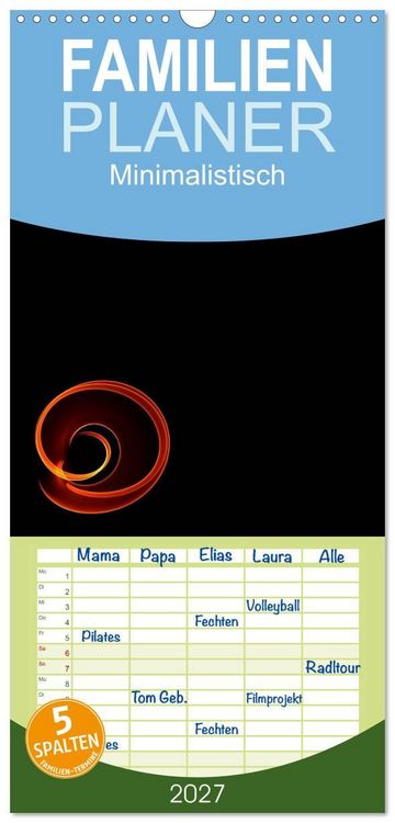 Produktbild: Familienplaner 2027 - Minimalistisch mit 5 Spalten (Wandkalender, 21 x 45 cm) CALVENDO