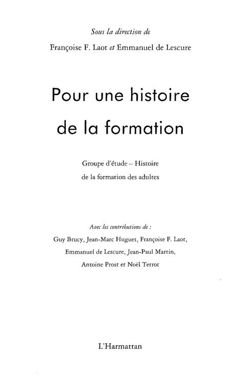 Produktbild: Pour une histoire de la formation - gehf