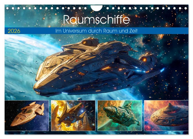 Produktbild: Raumschiffe - Im Universum durch Raum und Zeit (Wandkalender 2026 DIN A4 quer), CALVENDO Monatskalender