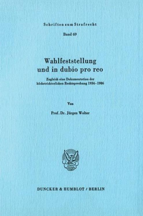 Produktbild: Wahlfeststellung und in dubio pro reo.