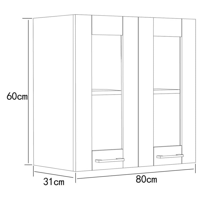 Produktbild: K&uuml;chenschrank B. 80 cm H&auml;ngeschrank K&uuml;che Colura