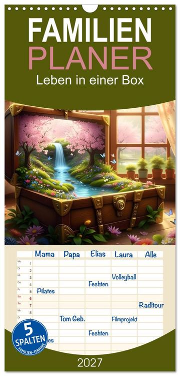 Produktbild: Familienplaner 2027 - Leben in einer Box mit 5 Spalten (Wandkalender, 21 x 45 cm) CALVENDO