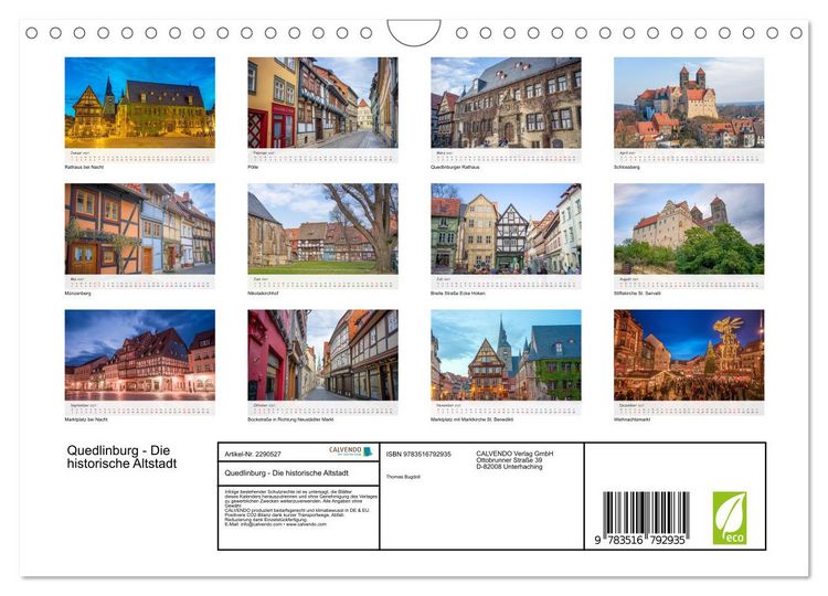 Produktbild: Quedlinburg - Die historische Altstadt (Wandkalender 2027 DIN A4 quer), CALVENDO Monatskalender