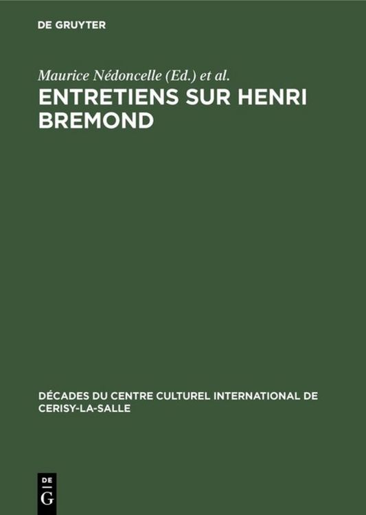 Produktbild: Entretiens sur Henri Bremond