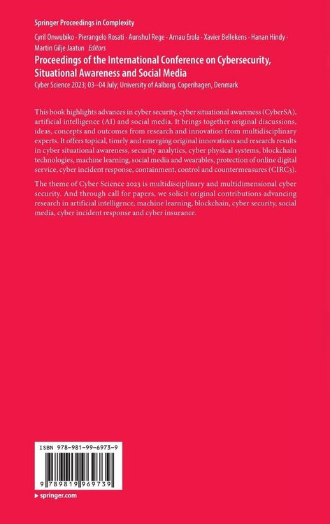 Produktbild: Proceedings of the International Conference on Cybersecurity, Situational Awareness and Social Media