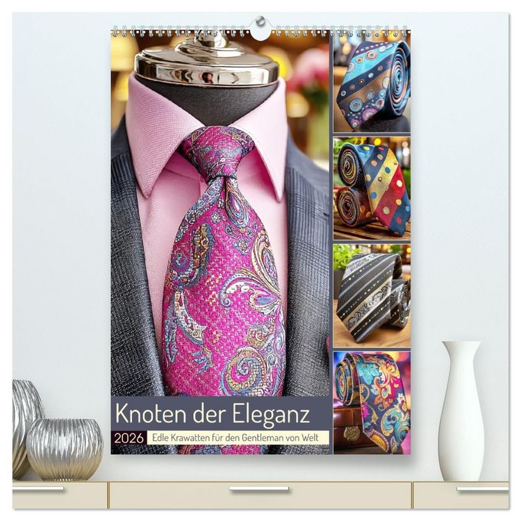 Produktbild: Knoten der Eleganz. Edle Krawatten f&uuml;r den Gentleman von Welt (hochwertiger Premium Wandkalender 2026 DIN A2 hoch), Kunstdruck in Hochglanz