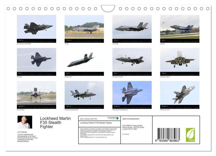 Produktbild: Lockheed Martin F35 Stealth Fighter (Wall Calendar 2027 DIN A4 landscape), CALVENDO 12 Month Wall Calendar