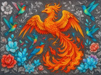 Produktbild: CALVENDO Puzzle Ph&ouml;nix und Kristallkolibris | 1000 Teile Lege-Gr&ouml;&szlig;e 64x48cm Foto-Puzzle f&uuml;r gl&uuml;ckliche Stunden