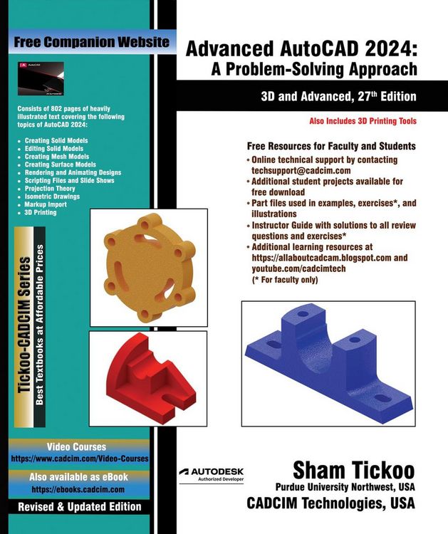 Produktbild: Advanced AutoCAD 2024: A Problem-Solving Approach, 3D and Advanced, 27th Edition