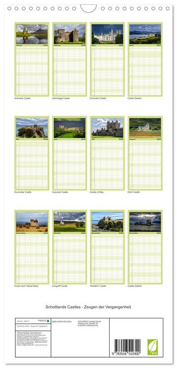 Produktbild: Familienplaner 2026 - Schottlands Castles - Zeugen der Vergangenheit mit 5 Spalten (Wandkalender, 21 x 45 cm) CALVENDO