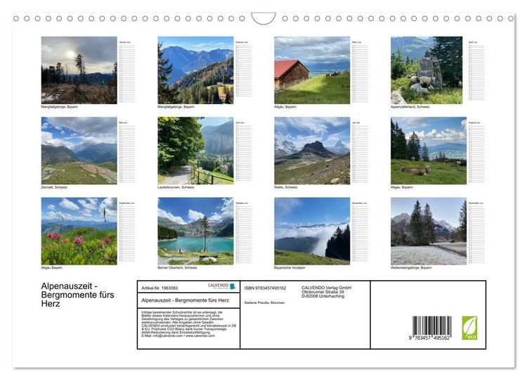 Produktbild: Alpenauszeit - Bergmomente f&uuml;rs Herz (Wandkalender 2026 DIN A3 quer), CALVENDO Monatskalender