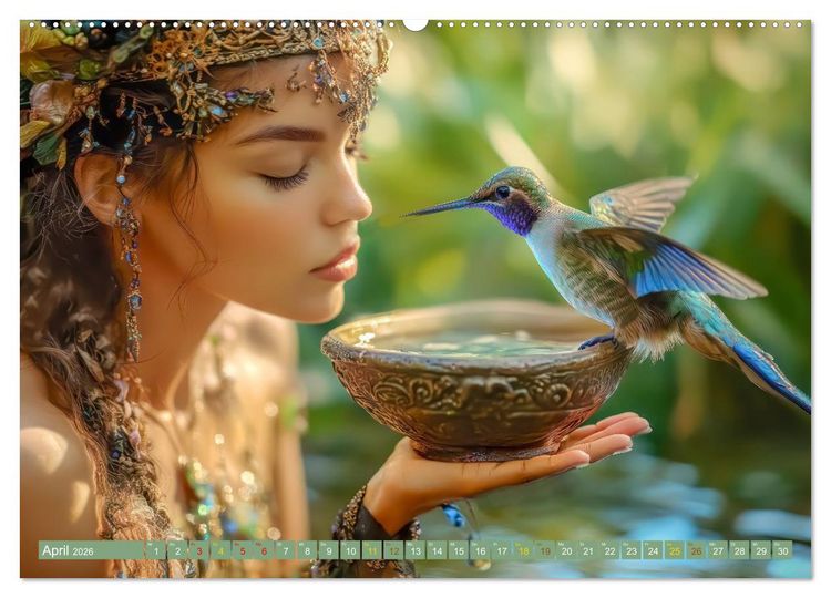 Produktbild: Kolibris - Zauberhafte Fantasiewerke (hochwertiger Premium Wandkalender 2026 DIN A2 quer), Kunstdruck in Hochglanz