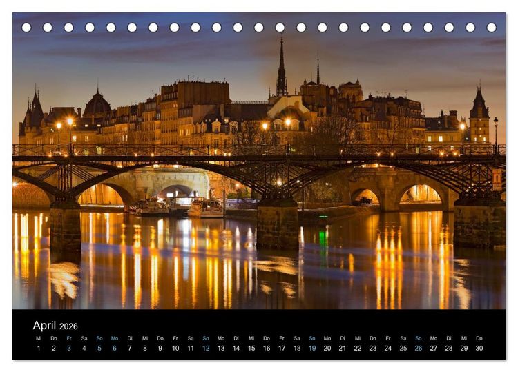 Produktbild: Paris bei Nacht 2026 (Tischkalender 2026 DIN A5 quer), CALVENDO Monatskalender
