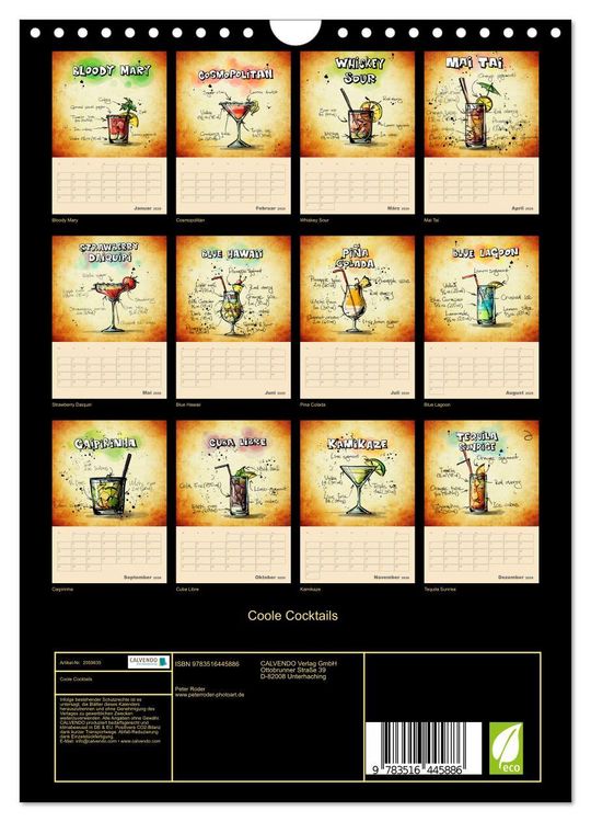 Produktbild: Coole Cocktails (Wandkalender 2026 DIN A4 hoch), CALVENDO Monatskalender