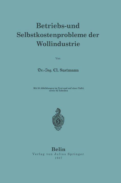 Produktbild: Betriebs- und Selbstkostenprobleme der Wollindustrie