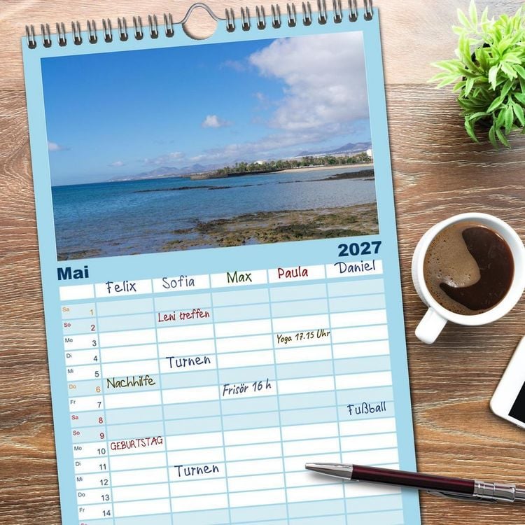 Produktbild: Familienplaner 2027 - Kanaren - wundersch&ouml;ne Inseln im Atlantik mit 5 Spalten (Wandkalender, 21 x 45 cm) CALVENDO