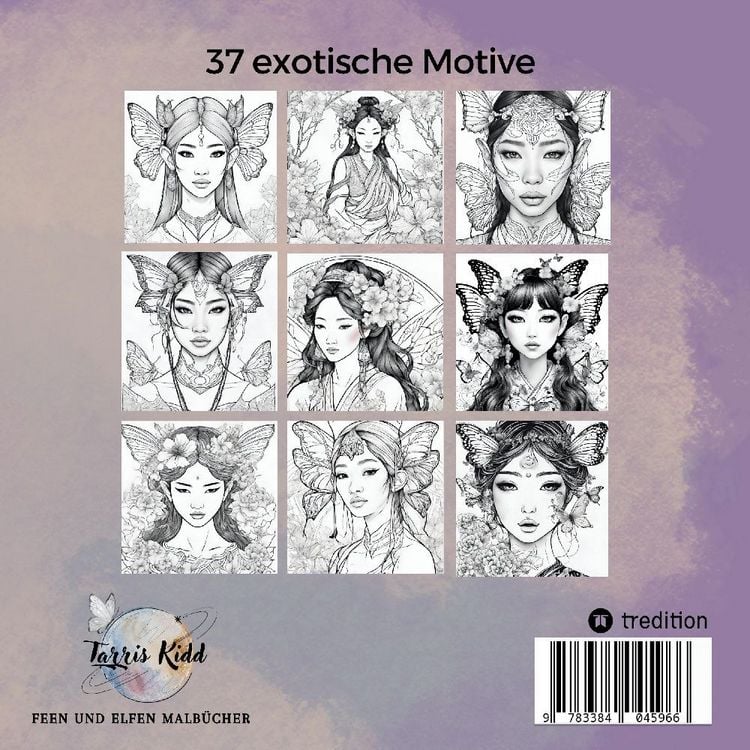 Produktbild: Exotische Portraits Malbuch Asia Beauty Fantasy Feen und Magische Elfen Ausmalbilder f&uuml;r Erwachsene Teenager Kreatives Geschenkbuch Weihnachten Wichte