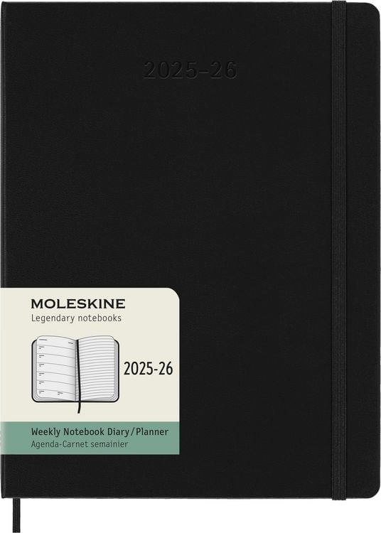 Produktbild: Moleskine 18 Monate Wochen Notizkalender 2025/2026, XL, 1 Wo = 1 Seite, Rechts linierte Seite, Fester Einband, Schwarz