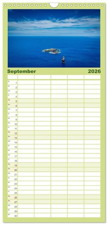 Produktbild: Familienplaner 2026 - Die Osterinsel &ndash; Mythen, Moai und wilde Sch&ouml;nheit mit 5 Spalten (Wandkalender, 21 x 45 cm) CALVENDO