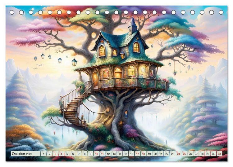 Produktbild: Treehouse fantasies (Desk Calendar 2026 DIN A5 landscape), CALVENDO 12 Month DeskCalendar