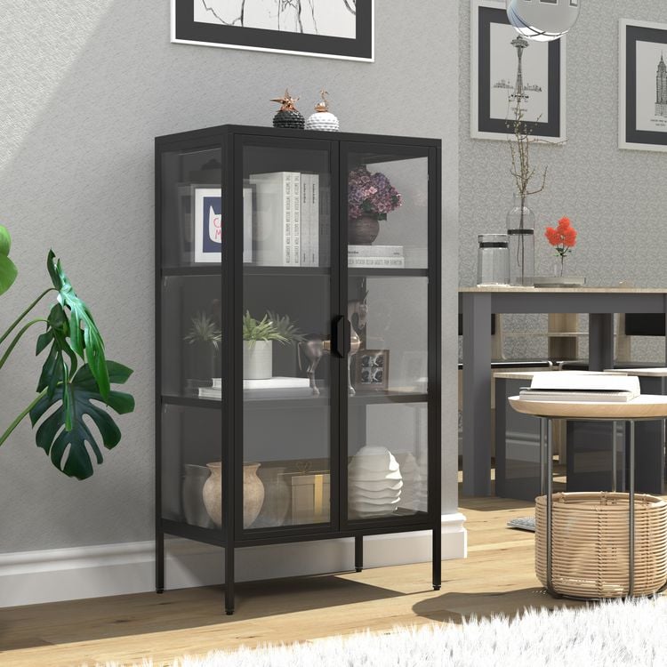 Produktbild: Stahl Glas Standvitrine Vitrine Schaukasten FlokaM