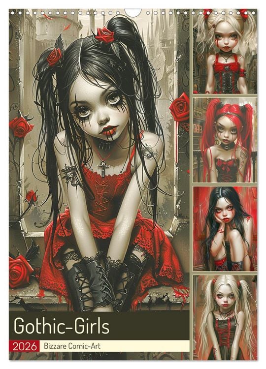 Produktbild: Gothic-Girls. Bizzare Comic-Art (Wandkalender 2026 DIN A3 hoch), CALVENDO Monatskalender
