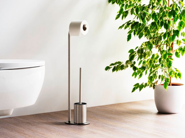Produktbild: Stand WC-Garnitur Mod. Levante, satiniert, edelstahl, 23x63x17 cm, rostfrei, mit