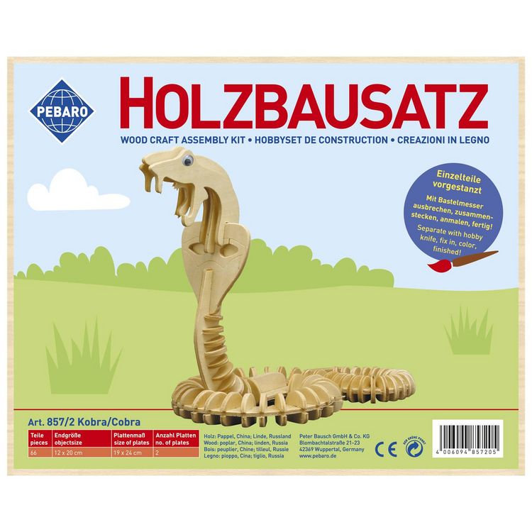 Produktbild: PEBARO 857/2 - Holzbausatz Kobra, 66 Teile, Holzkonstruktion zum Zusammenstecken