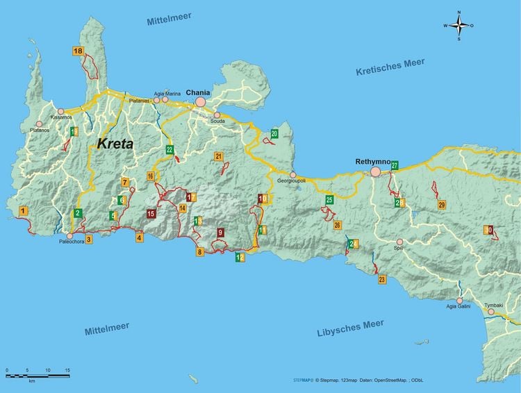Produktbild: Kreta West 30 Wanderungen zwischen Schluchten, Bergen und Buchten