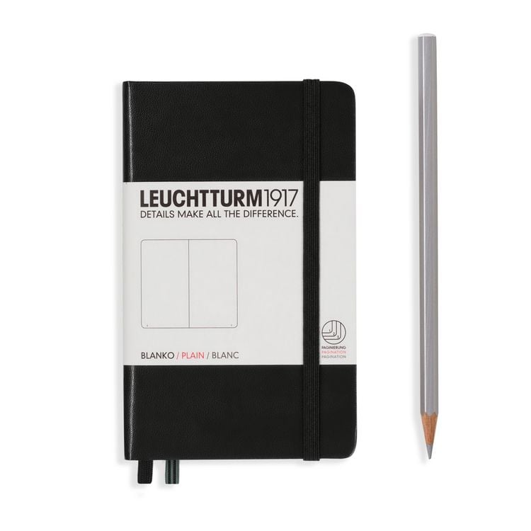 Produktbild: LEUCHTTURM1917 Notizbuch Pocket (A6), Hardcover, 187 nummerierte Seiten, Schwarz, Blanko