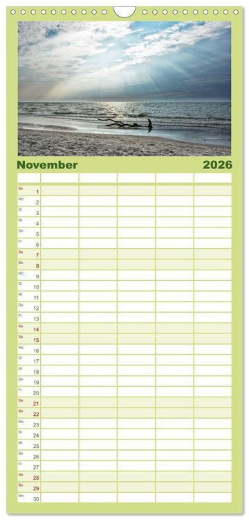 Produktbild: Familienplaner 2026 - OSTSEEGL&Uuml;CK - Gl&uuml;cksmomente auf dem Dar&szlig; mit 5 Spalten (Wandkalender, 21 x 45 cm) CALVENDO