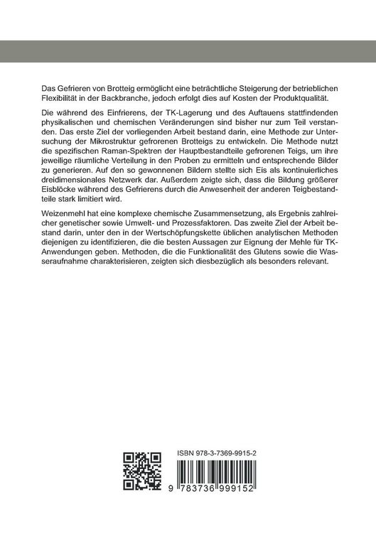 Produktbild: Methods for the characterization of wheat flour and wheat flour dough in the context of frozen processing (Band 5)