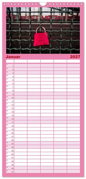Produktbild: Familienplaner 2027 - Liebesschl&ouml;sser, Ich liebe Dich mit 5 Spalten (Wandkalender, 21 x 45 cm) CALVENDO