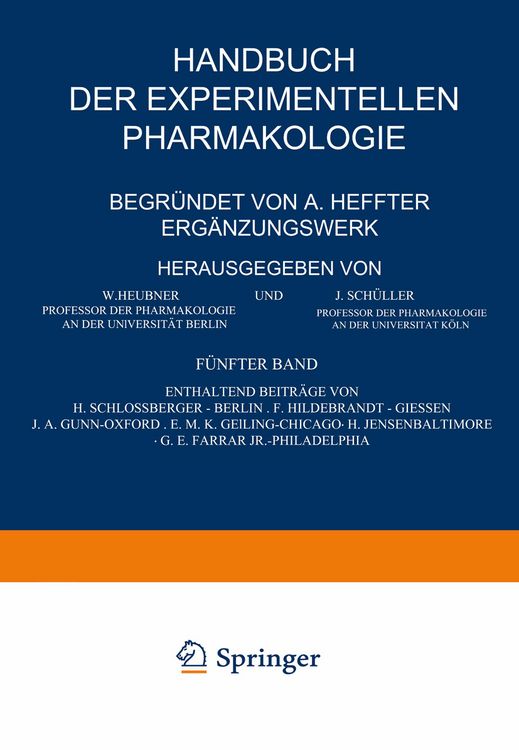 Produktbild: Handbuch der Experimentellen Pharmakologie &mdash; Erg&auml;nzungswerk