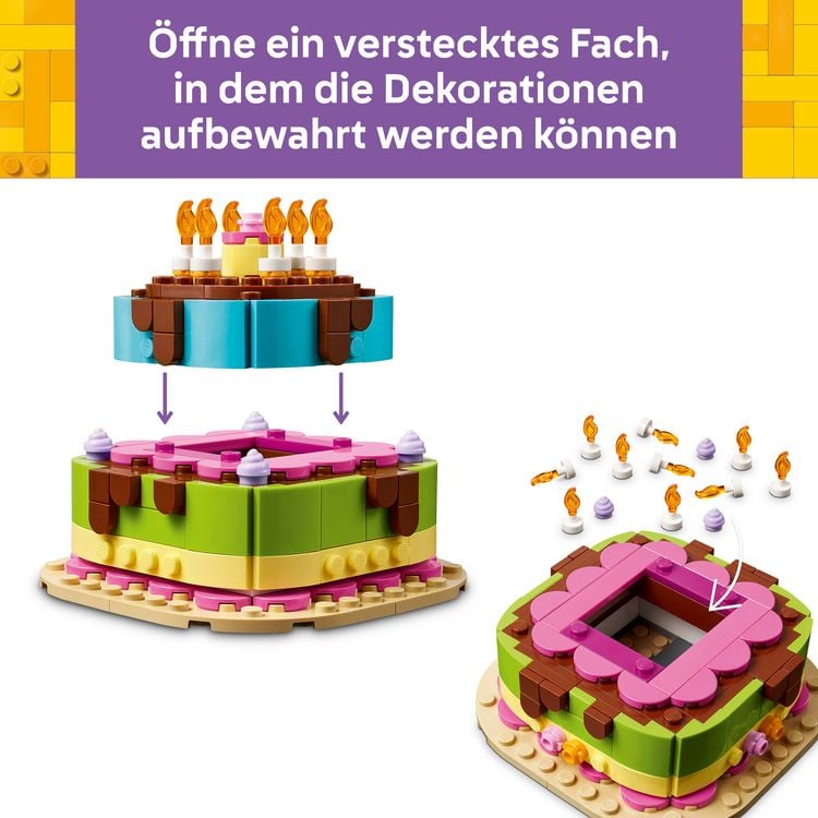 Produktbild: LEGO 40815 Geburtstagstorte, Tischdeko zum Selbergestalten, cooles Geschenkset