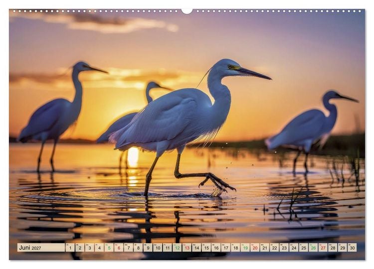 Produktbild: Silberreiher - pure Eleganz (Wandkalender 2027 DIN A2 quer), CALVENDO Monatskalender