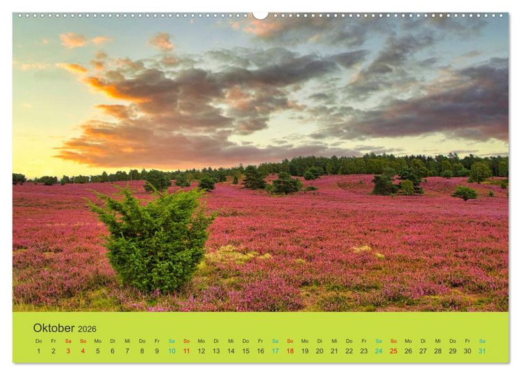 Produktbild: Die Heide bl&uuml;ht (hochwertiger Premium Wandkalender 2026 DIN A2 quer), Kunstdruck in Hochglanz