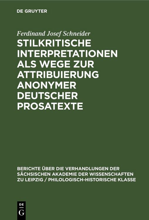 Produktbild: Stilkritische Interpretationen als Wege zur Attribuierung anonymer deutscher Prosatexte