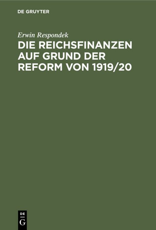 Produktbild: Die Reichsfinanzen auf Grund der Reform von 1919/20
