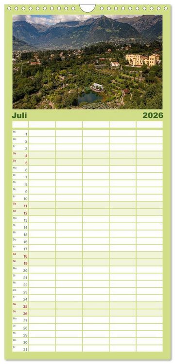 Produktbild: Familienplaner 2026 - Zauberhaftes S&uuml;dtirol mit 5 Spalten (Wandkalender, 21 x 45 cm) CALVENDO