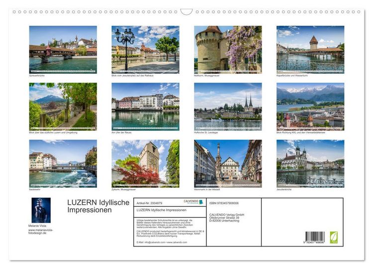 Produktbild: LUZERN Idyllische Impressionen (Wandkalender 2026 DIN A2 quer), CALVENDO Monatskalender