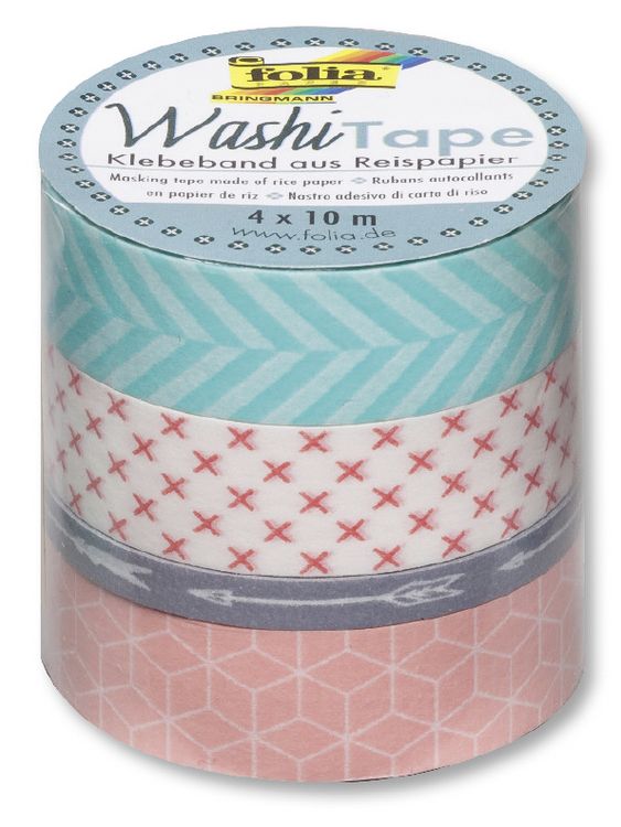 Produktbild: Folia Washi Tape geometrisch 15mm/5mmx10m 4 St&uuml;ck